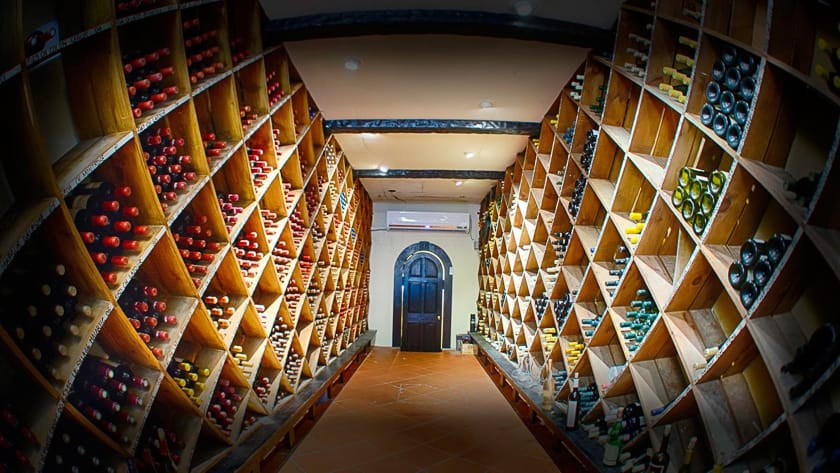 The impressive Wine Cellar at Curtain Bluff